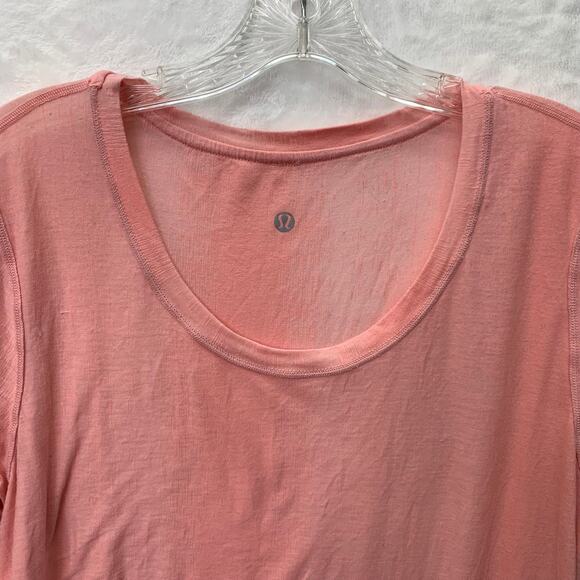 Lululemon Womens Large Light Pink Scoop Neck Burnout Tee Unmarked Size - Picture 3 of 7